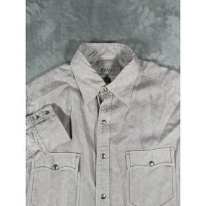 Ryan Michael Shirt Mens Medium Grey Tencel Western Aztec Snap Cowboy Rodeo